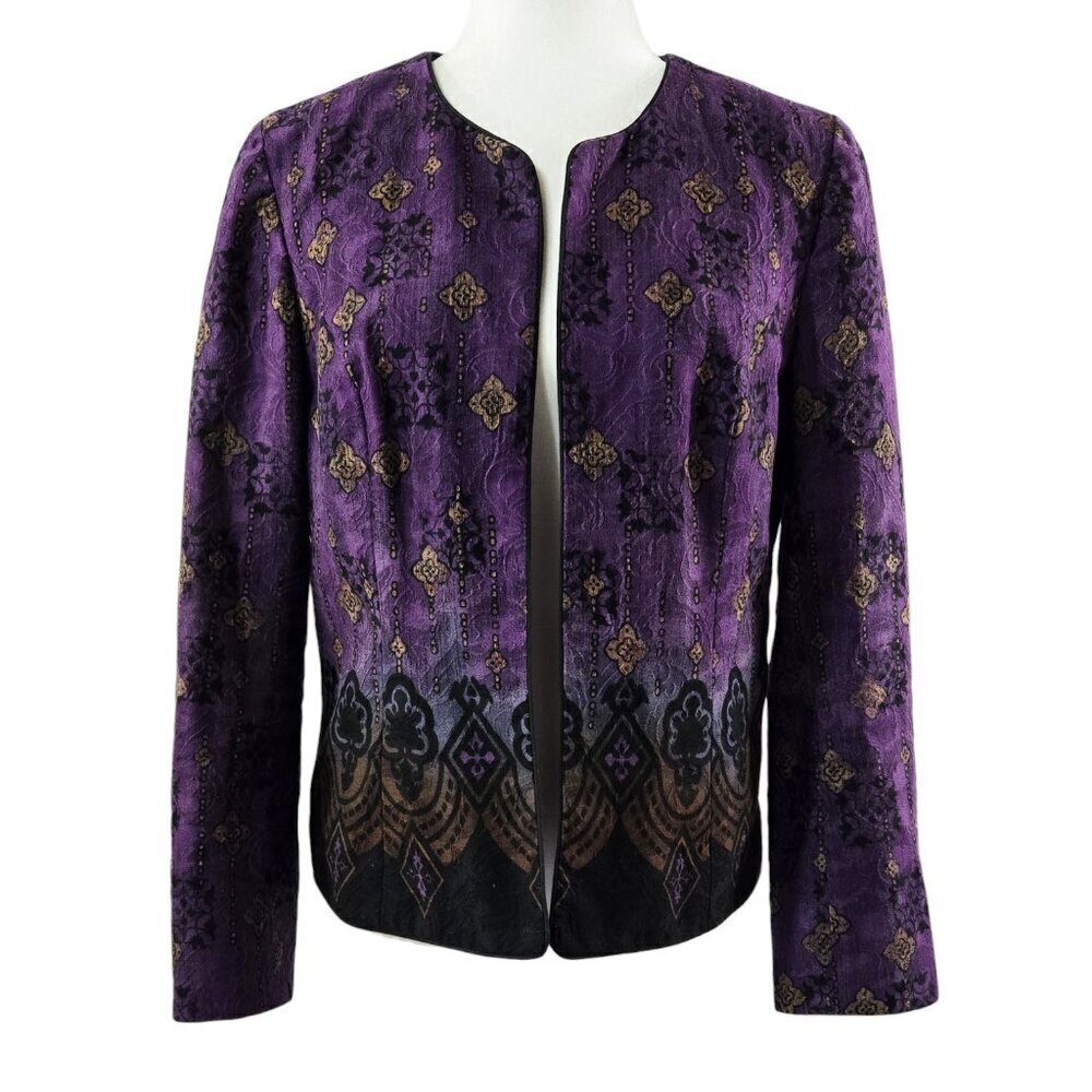 Coldwater Creek Purple Boho Open Front Jacket Artsy Eclectic Whimsigoth